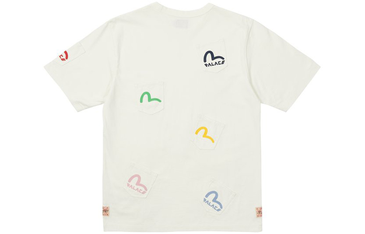 PALACE x EVISU Multi Pocket T-Shirt Egret LogoT
