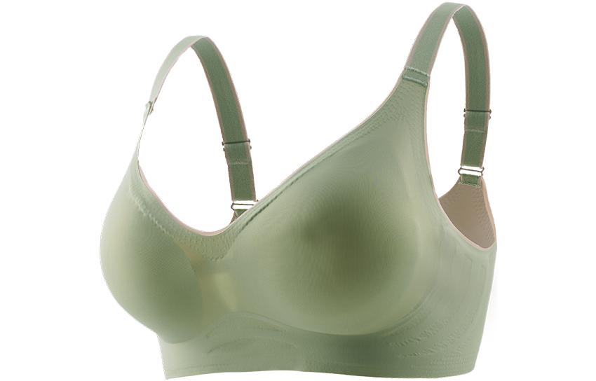 浪莎 无痕乳胶小胸聚拢收副乳无钢圈防下垂上托调整型美背文胸 绿色