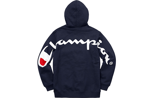 Supreme SS18 x Champion Hooded Sweatshirt Navy Logo