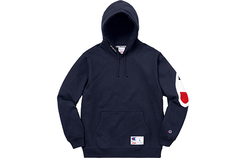 Supreme SS18 x Champion Hooded Sweatshirt Navy Logo