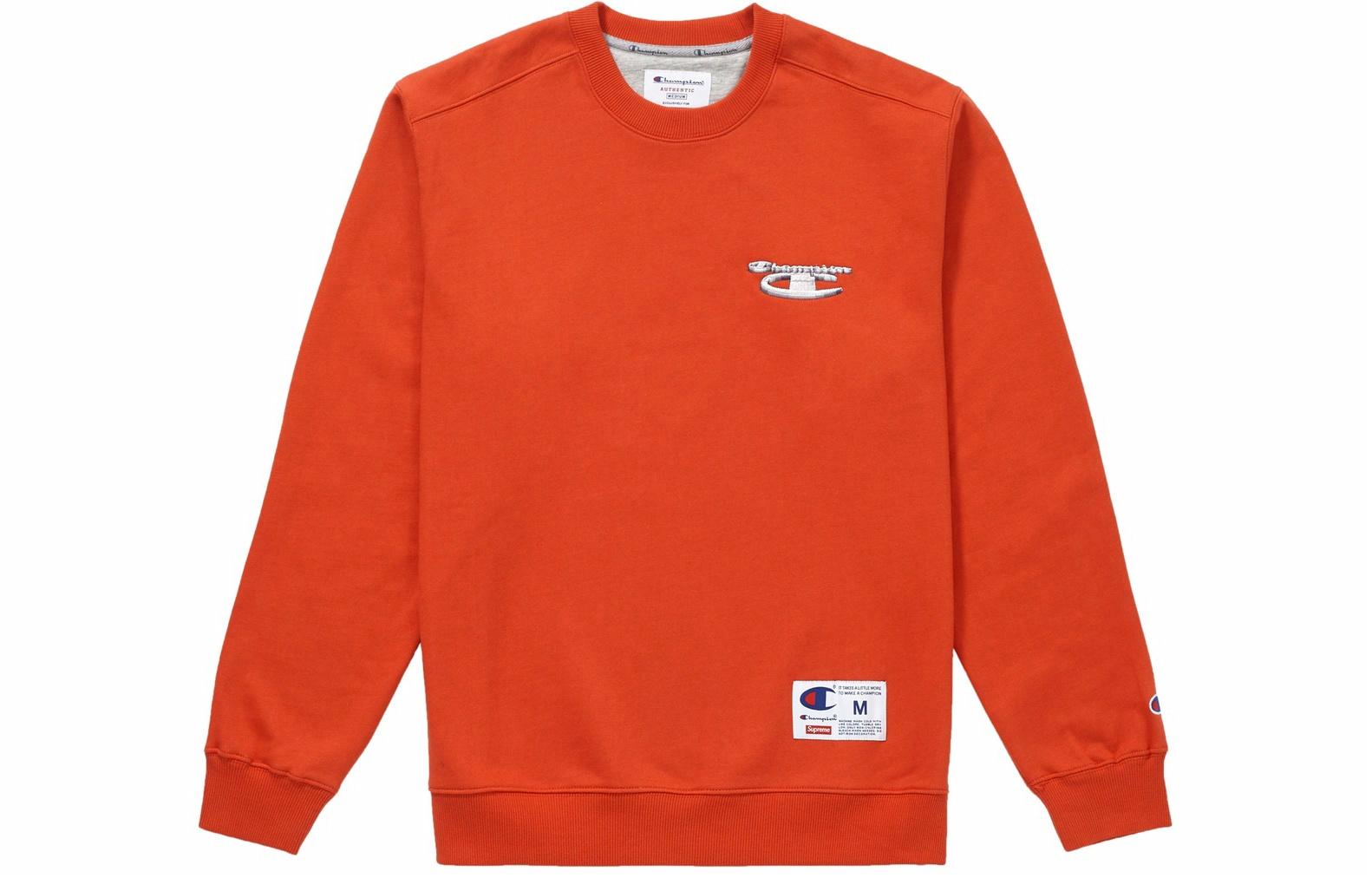 Supreme FW18 x Champion 3D Metallic Crewneck Brick Red Logo