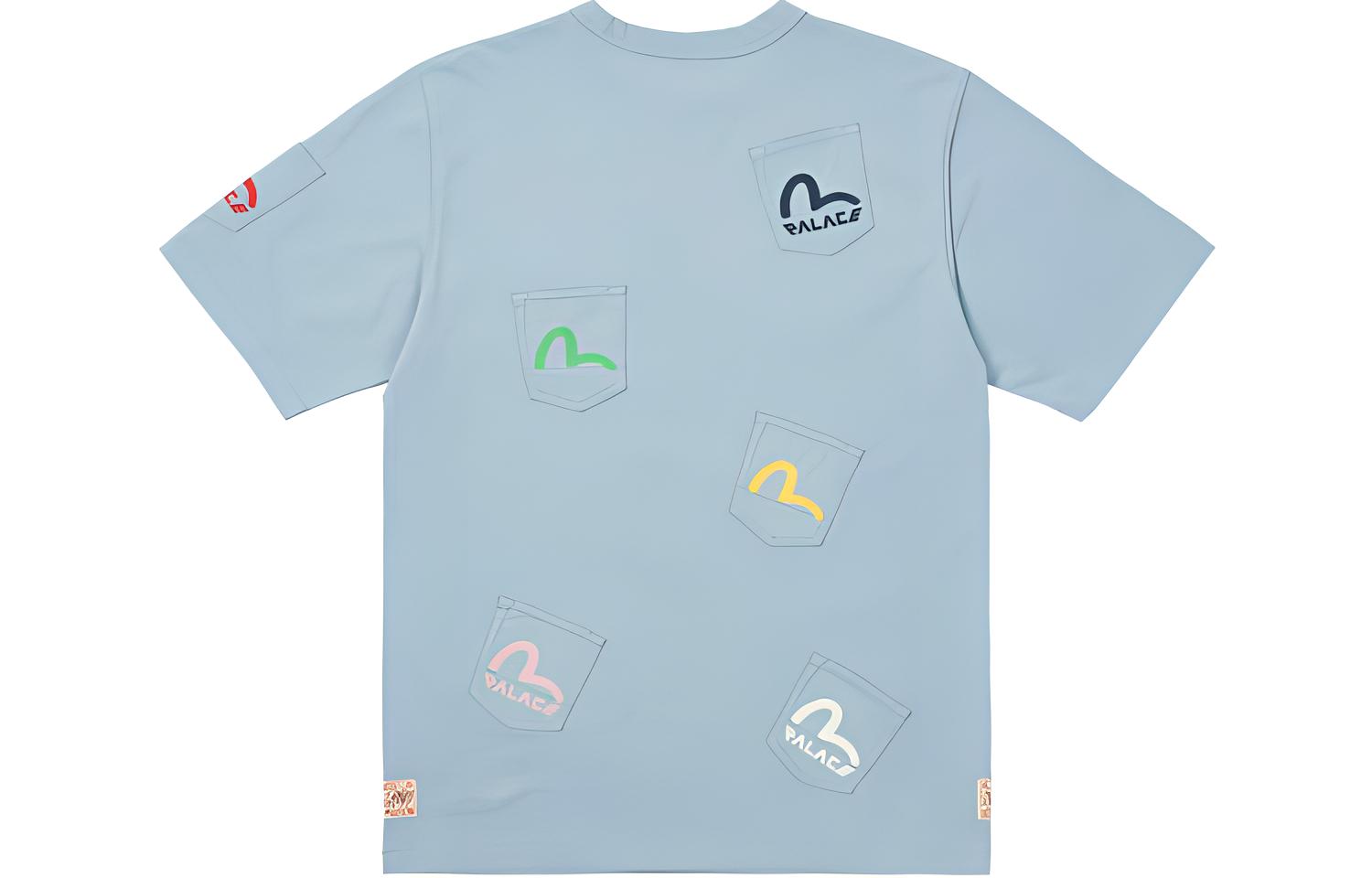 PALACE x EVISU Multi Pocket T-Shirt Dusty Blue LogoT