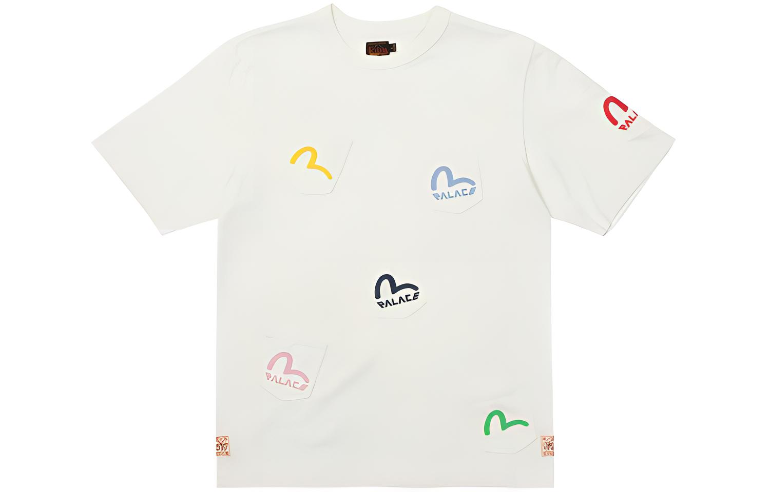 PALACE x EVISU Multi Pocket T-Shirt Egret LogoT